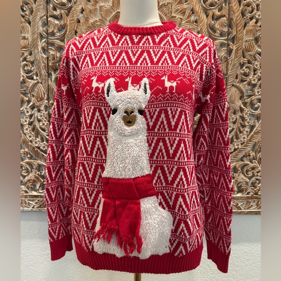 Carbon Sweaters - Carbon 100% Cotton Llama ‘Ugly’ Christmas Sweater, Adorable!